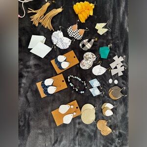 Mostly homemade jewelry bundle. Earrings, choker, and bracelet.